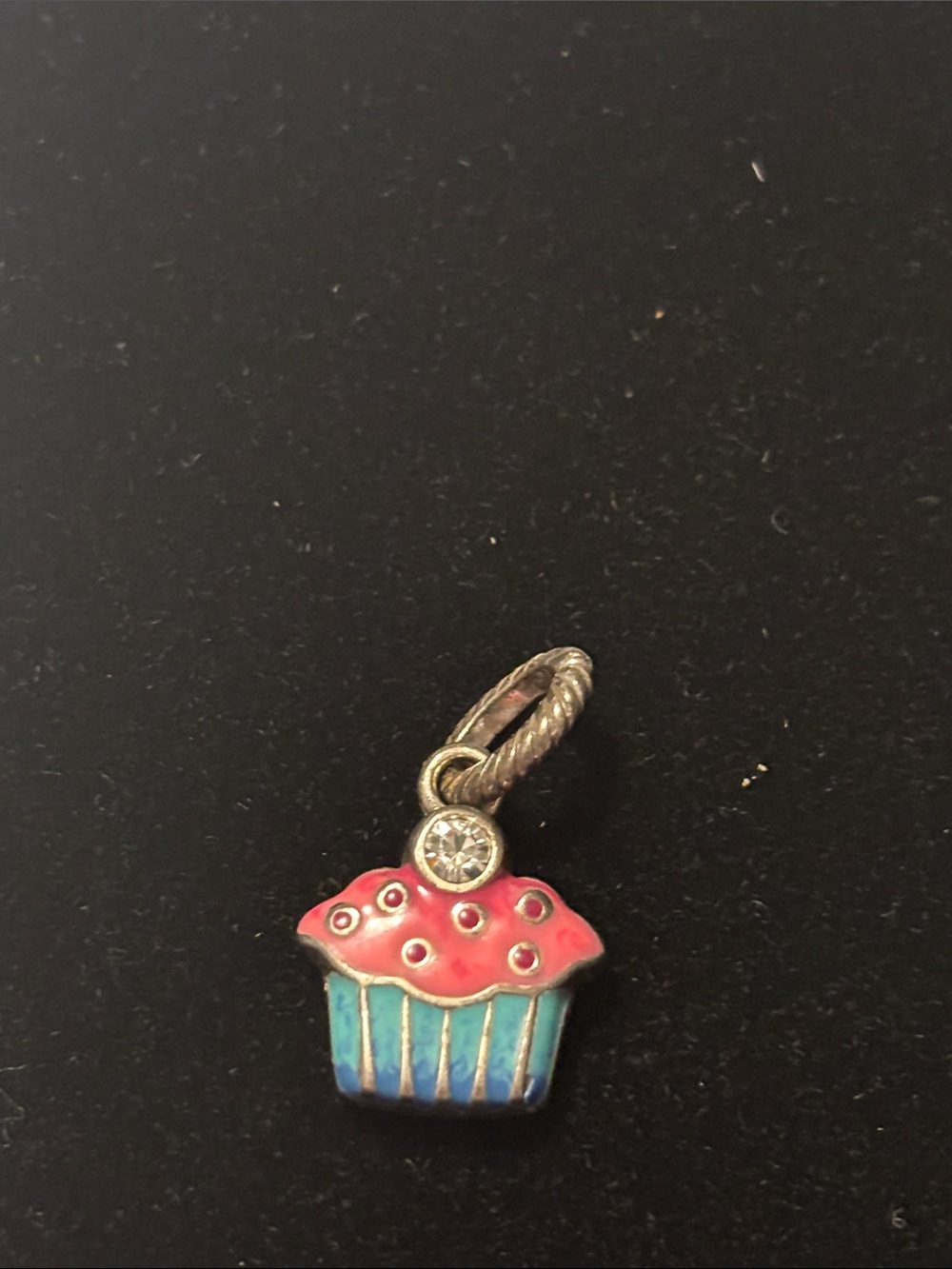 Brighton Pink and Blue Cupcake Enamel Charm